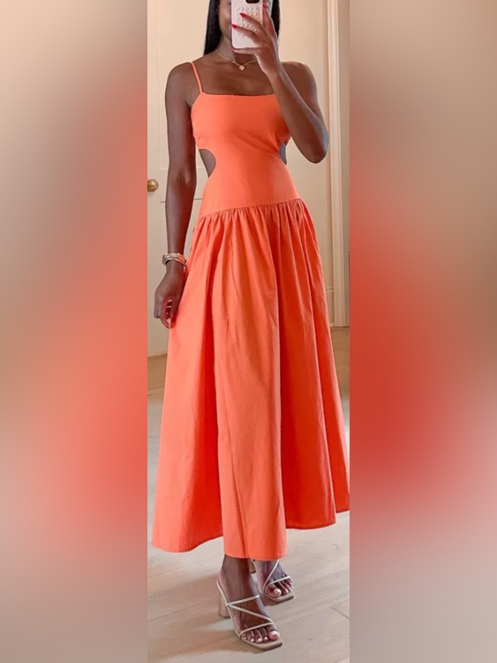 Abercrombie Coral spaghetti strap cut out Maxi dress. Medium in mint condition